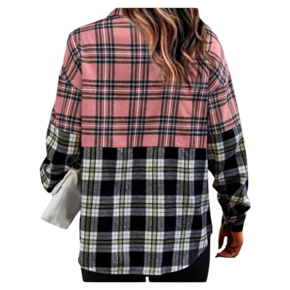 Boutique Two Tone Plaid Top NWOT - Picture 2 of 2